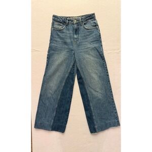 VTG 90s Clockhouse Two Tone Patchwork Baggy Skater Wide Leg Jeans 27